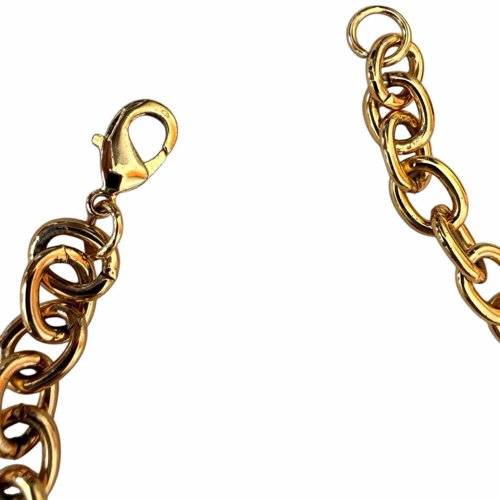 Gold Tone Filigree Statement Bib Necklace Textured Fringe Collar - Picture 8 of 8